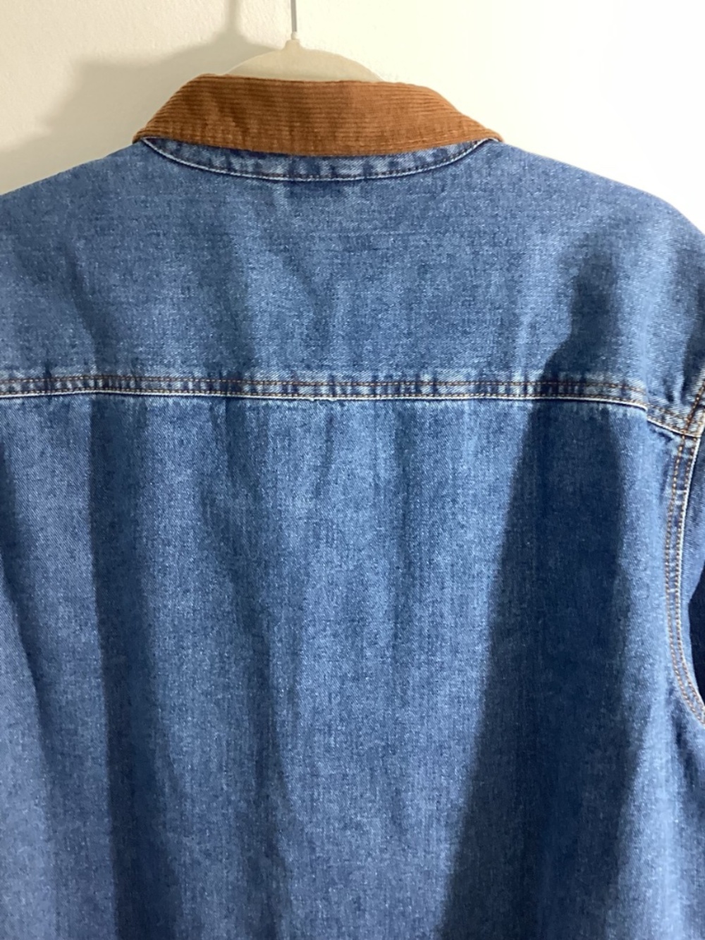 NWT FRYE MEN'S XL BARN SHACKET DENIM MEDIUM WASH WITH CORDUROY COLLAR - Picture 5 of 8